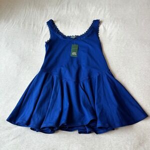 Wild Fable Womens Royal Blue Lace Trim Exercise Dress with Built-in Shorts M